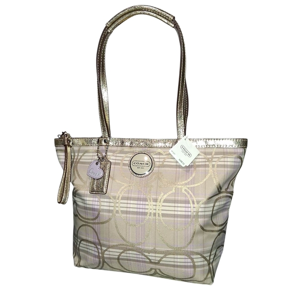 Coach F17474 Signature Multicolor Tartan Tote Shoulder Handbag - Picture 2 of 10